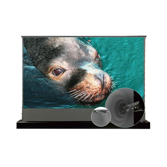 S Electric Tension Floor Screen With Obsidian Long Throw ALR P(Ambient Light Rejecting-Sound Perforated Acoustic Transparent Material【Recommended For Normal/Standard/Long Throw Projector Use】