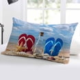 thumbnail image 5 of Beach Slippers Throw Pillow Cover 12 x 20 Inch Decorative Pillow Cover Ocean Coastal Starfish Shell Summer Sand Lumbar Pillowcase Seasonal Rectangle Cushion Case for Couch Sofa Bed Living Room, 5 of 7