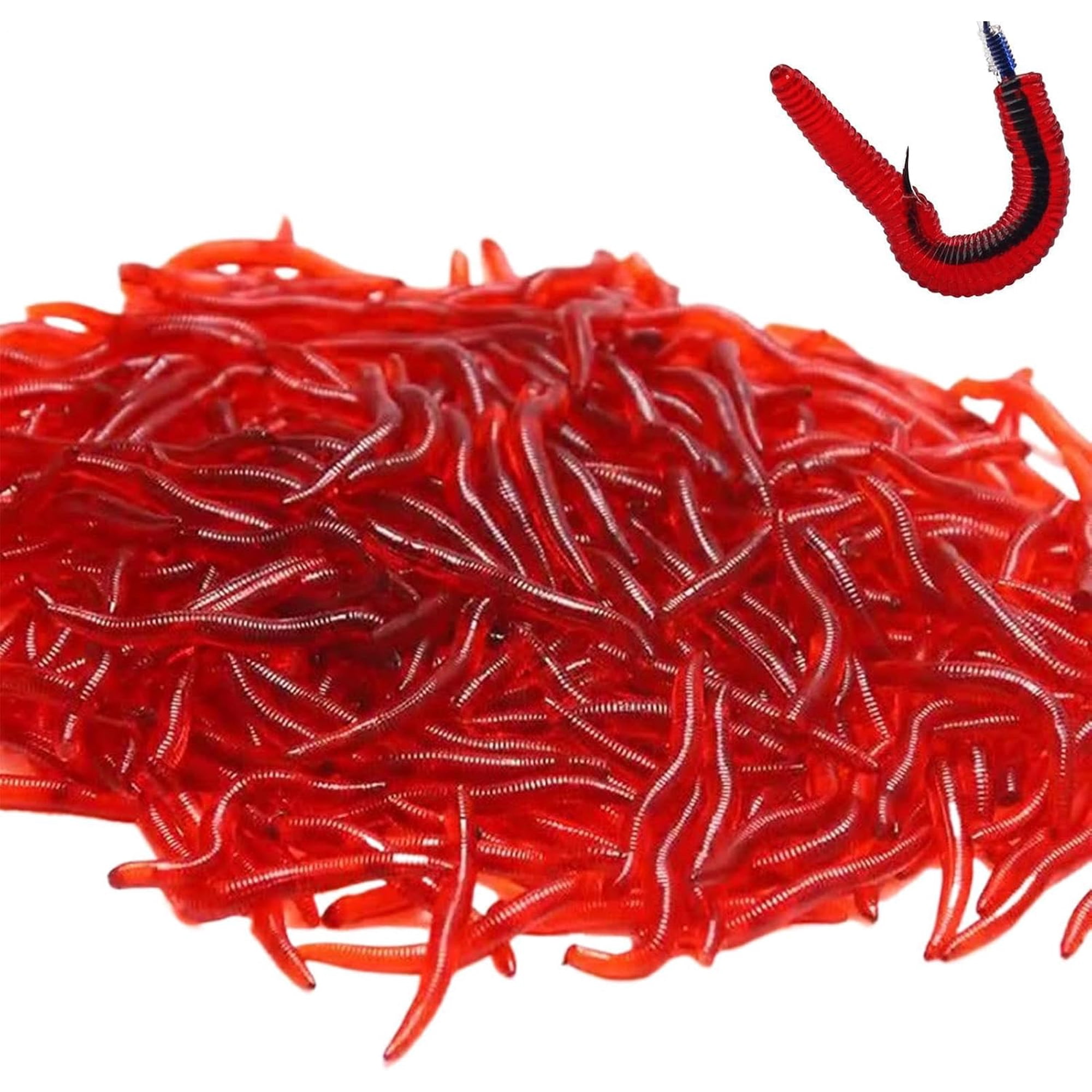 WWX Scented Lures for Fishing 100-Piece Flexible Simulated Earthworm Lures Shrimp Scented Artificial Baits for Men Women Adults Dad Grandpa Fishermen Enthusiasts Anglers Hobbyists