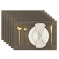 thumbnail image 6 of Vaukki PVC Placemats Set of 6 Heavy Duty Heat Resistant Washable Table Mats for Dining Table, Brown, 6 of 9