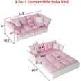 thumbnail image 2 of YWEN 74.8" Queen Pull Out Sofa Bed, Luxury Velvet Convertible Sleeper Sofa Couch Futon, Comfy Cloud Futon Bed Pull Out Couches,Velvet Loveseat Couch for Living Room (Pink, 74.8''), 2 of 18