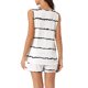 thumbnail image 3 of Conjuntos de pijama para mujer INSPIRE CHIC, camiseta sin mangas de cuello redondo a rayas con pantalones cortos, ropa de dormir de 2 piezas M blanca, 3 of 6