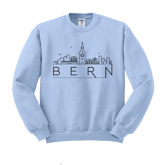 Skyline Bern Switzerland Sweatshirt Unisex 3X-Large Light Blue