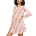 thumbnail image 3 of joogoo Pink and White Stripes Women's Long Sleeve Nightgown Sleepwear L, 3 of 8