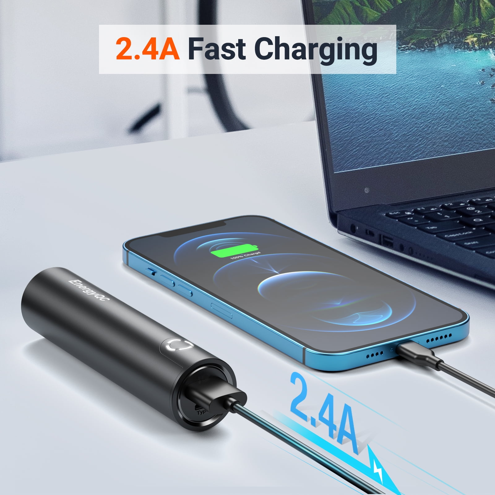 Poweradd Slim 5000mAh Portable Charger, Ultra-Compact for iPhone
