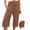 25 Brown, variant on Feimerou Flowy Capri Pants for Women Ruch High Waisted Wide Leg Pants Summer Casual Loose Fit Comfy Drawstring Hem Cropped Pants