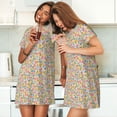 thumbnail image 7 of Bixox Watercolor Wildflowers Pattern Women's Nightgown, Soft & Breathable Sleepwear, Round Neck Knee-Length Pajama Dress,Loungewear for Home & Sleep, 7 of 7