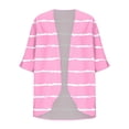 thumbnail image 5 of BiZtdJrK Womens Striped Print Cardigan 3/4 Length Sleeve Casual Summer Shrugs Soft Loungewear Open Front Cardigans Pink S, 5 of 6