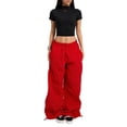 thumbnail image 2 of Women'S Baggy Jeans Wide Leg Denim Pants Hip Hop Relaxed Y2k Jeans Red XL, 2 of 9