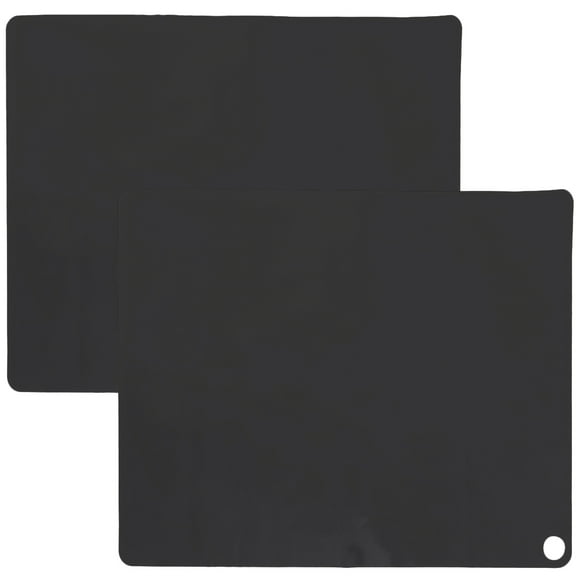 2 Pcs Silicone Induction Cooktop Mat Oven Liners Rack Protectors Black