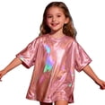 thumbnail image 5 of Mercatoo Girls Shiny Metallic Shirts Jazz Hip Ho1 Dance Part1 Tops T-Shirts Kids Crewneck Spring Casual Loose Basic Tees Blouses, 5 of 6