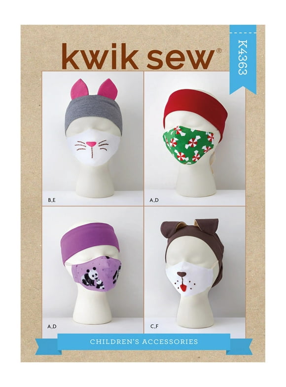 Kwik Sew Sewing Pattern 4363 - Children's Headbands, Hat and Face Coverings, Size: A (S-M-L)