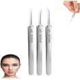 thumbnail image 2 of 3-Piece Stainless Steel Blackhead Remover Kit - Precision Facial Tweezers, Acne Extractor Tools with Storage Box, Skin Care Accessories, 2 of 4