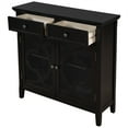 thumbnail image 5 of 35.4" Buffet Sideboard with 2 Carved Glass Doors, Modern Wooden Accent Storage Cabinet with 2 Drawers & Adjustable Shelf, Elegant Console Table Sofa Table with Metal Handles for Living Room, Black, 5 of 7