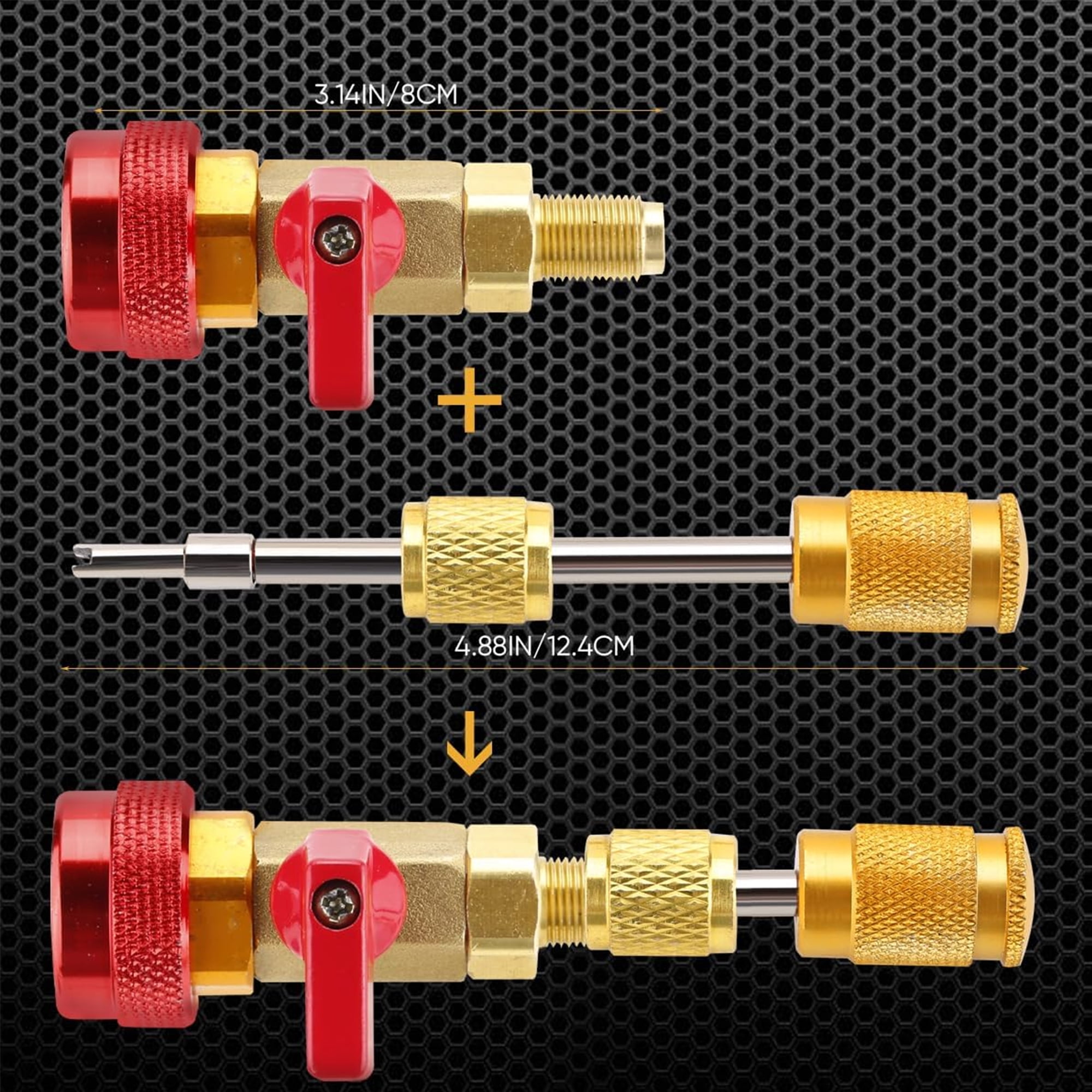 Automotive R134a R1234yf R22 Valve Core Remover Installer Tool Set, Auto Air Conditioning Repair AC Valve Core Removal Tool for Standard & Jra Valve Core Couplers