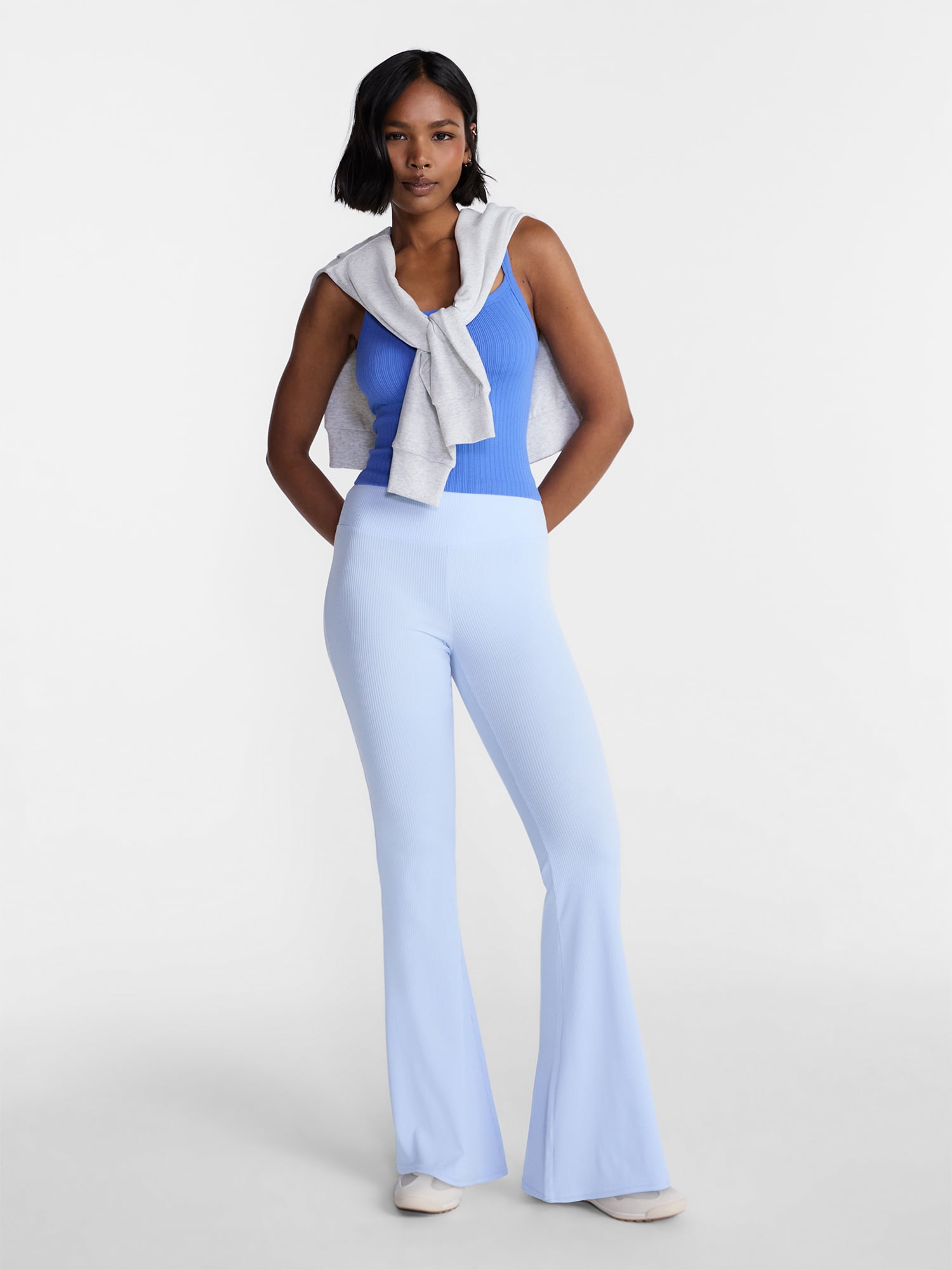 No Boundaries Ribbed Flare Pants, 32" Inseam, Women's XS-XXL
