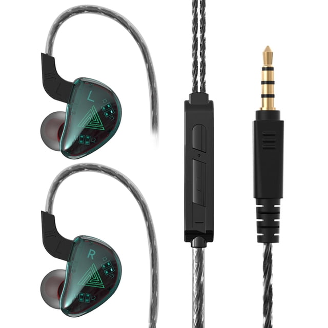 Auriculares con cable de 3,5 mm, con graves, tipo intrauditivo, Auriculares deportivos con micrófono incorporado, verde 1 par kenally EL001675-01B
