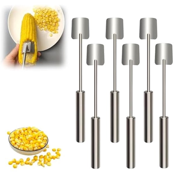 Corn Peeler, 2025 New Corn Cob Peeler, Stainless Steel Long Handle Corn Stripping Tool, Corn Peeler for Corn on the Cob, Corn on the Cob Remover for Home Kitchen, Restaurant, Picnic (6pcs)