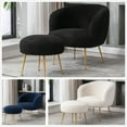 thumbnail image 4 of GTU Furniture Teddybear Plush Arm accent Chair with Gold Metal Legs with Ottoman Blue, 4 of 5