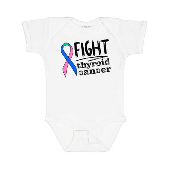 Inktastic Fight Thyroid Cancer Pink, Blue, Teal Ribbon Boys or Girls Baby Bodysuit