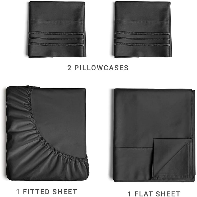 CGK Linens 4 Piece Microfiber Sheet Set - Queen - Black