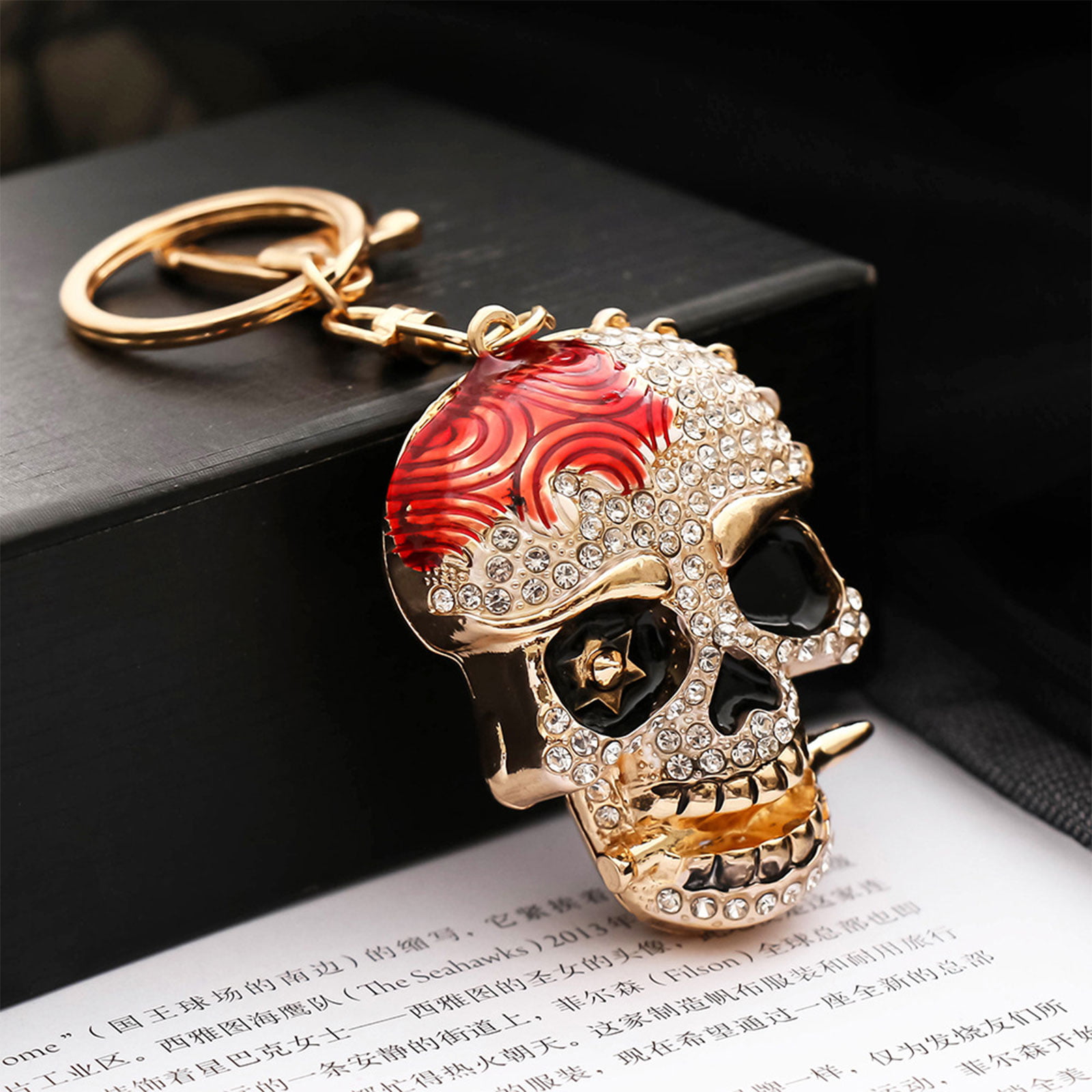 Cool Skull Keychain Crystal for Rhinestone Keyrings Car Bag Pendant  Ornaments Pu 