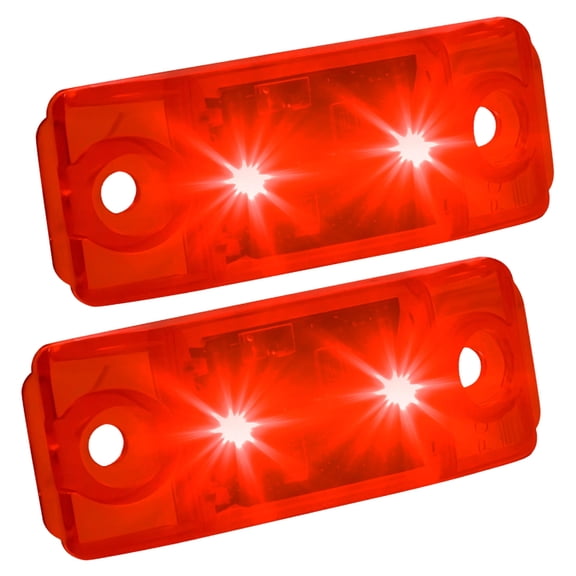 Command Electronics 12V LED Surface Mount Clearance Light - Modern OEM RV Truck and Trailer Side Marker - Sealed Polycarbonate Lens - CSA Certified - Hardware & Connectors Included | Red (2 Pack)