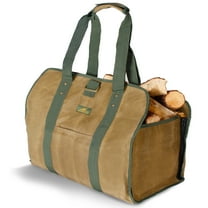 HinterHill 2-in-1 Firewood Carrier Bag. Adjustable Canvas Bag with Zip-Down Sides for Fireplace Wood