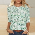 thumbnail image 3 of JTZGDY 3/4 Sleeve Tops for Women Dressy Casual Summer Tie Dye Gradient Color Print T-Shirts Lightweight Comfy Floral Pattern Graphic Tunic Tees Blouse Multicolor#14 XL, 3 of 6