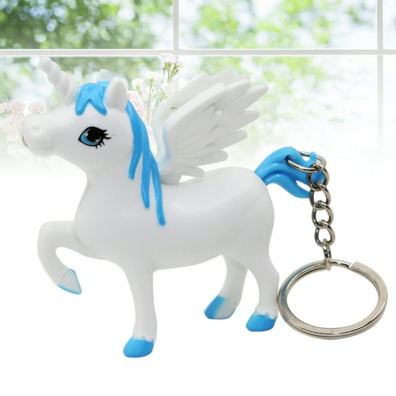 Milisten Durable Blue Unicorn Keychain with LED for Pendant