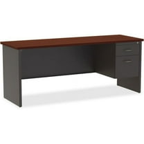 Lorell, LLR79162, Mahogany Laminate Comm. Steel Right-pedestal Credenza, 1 Each