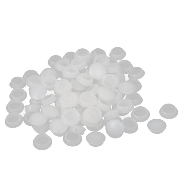 Furniture Fittings 12mm Dia Hole Plastic Screw Type Caps Covers White 100 Pcs