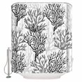 thumbnail image 2 of Black Gray Coral Coastal Waterproof Fabric Shower Curtain, Summer Beach Seaside Nautical Shower Curtain for Bathroom Curtains Bathtubs Hotel Washable Shower Curtains with 12 Hooks Standard 60x72, 2 of 6