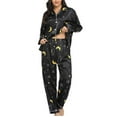 thumbnail image 3 of JGTDBPO Two Piece Pajama Set For Women Long Sleeve Sleepwear Soft Button Down Loungewear Pjs Set Nightwear With Long Pants Silk Satin Long Pajama For Women, 3 of 7