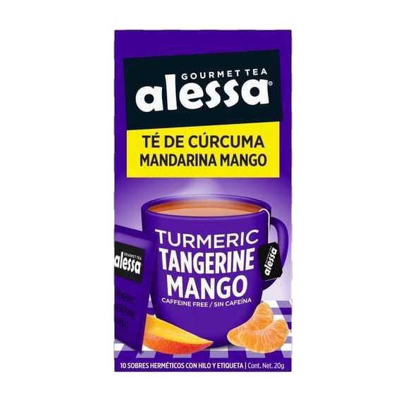 Té gourmet Alessa cúrcuma mandarina mango 10 sobres de 2 g c/u