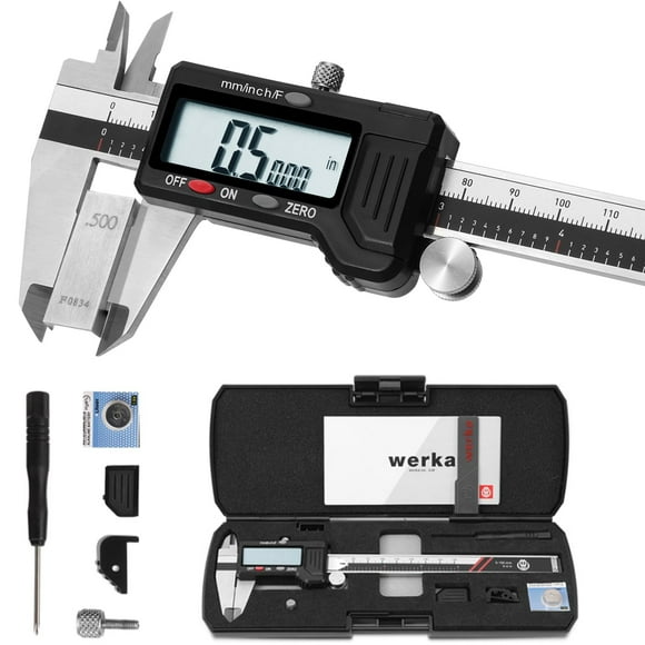 Caliper digital Werka de acero inoxidable de 0-15 cm con 0,02 mm de diámetro