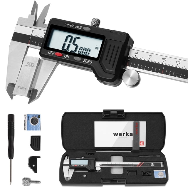 Caliper digital Werka de acero inoxidable de 0-15 cm con 0,02 mm de diámetro