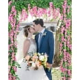 thumbnail image 2 of Viworld 2Pcs 6Ft/Piece Artificial Flowers Wisteria Garland Artificial Wisteria Vine Hanging Flower Greenery Garland for Home Garden Outdoor Wedding Arch Floral Decor (Pink), 2 of 7