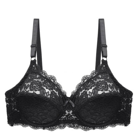 

Elenxs Women Lace Bra Sexy Push Up Lingerie Thin Cup Breathable Underwear