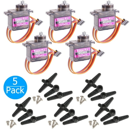 Mini Rc Servo - 5-pack MG90S Mini Digital Servo Metal Geared Micro Servo Motor for RC Helicopter Plane Boat Car