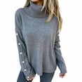 thumbnail image 2 of Turtleneck Sweaters for Women Long Sleeve Tops 2026 Fall Winter Fashion Clothes,Office Work Daily Wear Dressy Casual Outfits,Warm and Breathable,Soft Knitted Ribbed Button-Cuff Pullover Top Grey, 2 of 4