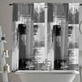 thumbnail image 3 of Oil Painting Black Grey Kitchen Curtains 84 Inch Length Curtains Drapes, Modern Geometric White Abstract Art Rod Pocket Window Curtains for Living Room/Bedroom, 52" x 84", 2 Panels, 3 of 5