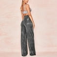 thumbnail image 2 of JIKNTTR Women's Pants Sequin High Waisted Wide Leg Flared Pants Ladies Party Nightout High Elastic Waist Bell Bottoms Trousers Clubwear Hiking Sweatpants, 2 of 9