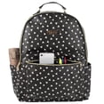 thumbnail image 2 of Jessica Simpson Women’s Waterproof Vegan Leather Laptop Backpack with Padded Mesh Shoulder Straps and Side Water Bottle Pockets for Commuting and Travel in Black & White Hearts, 2 of 8
