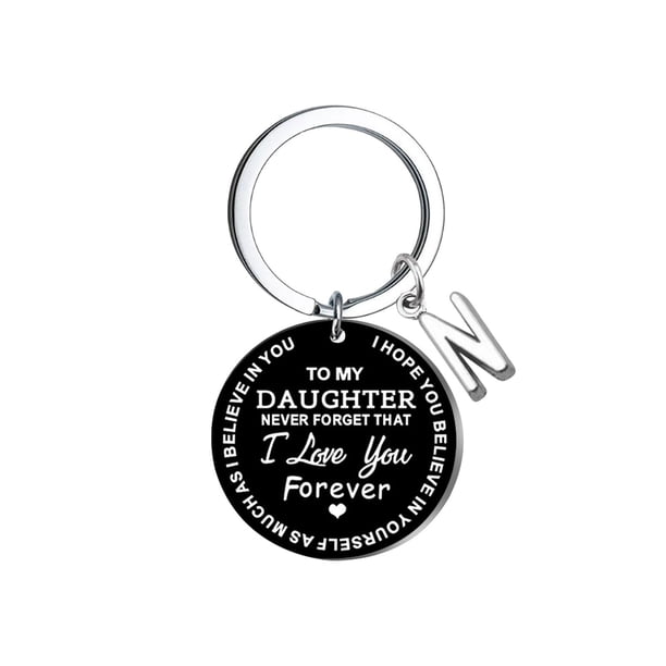 Llavero creativo DIY para mi hija, acero inoxidable negro, apellido, 26 letras, 2,5 cm Wmkox8yi sjalhkljlk3849