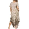 thumbnail image 2 of Sakkas Kaylaye Long Tie Dye Ombre Embroidered Cap Sleeve Caftan Dress / Cover Up - Grey - One Size Regular, 2 of 5