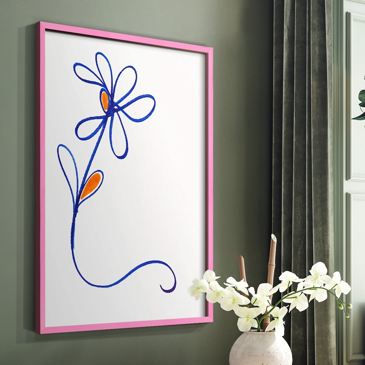 Wobbly Blooms I Framed Print - Solid Wood in Single Picture Frame Solid Wood 2 Framed Print