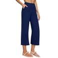 thumbnail image 2 of Women's Casual Pants Women'S Fashionable And Casual Solid Color Cotton And Linen Three Quarter High Waisted Casual Pants Women's Casual Pants X, 2 of 9