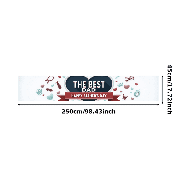 Heart Illustration The Best Dad Blue Icons Banner Happy Father's Day for Father's Day Celebration Indoor Decoration Holiday Gift