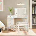 thumbnail image 4 of Linon 2 Piece Adult Timeless Storage Vanity and Stool Table Set White, 4 of 26
